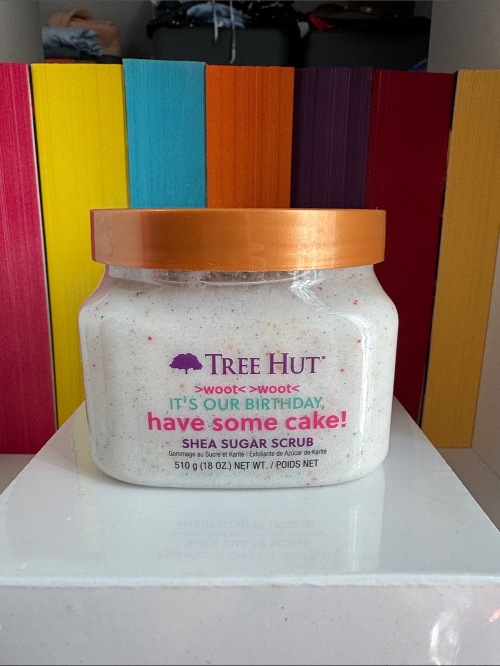 NWOT TREEHUT Shea Sugar Scrub - Have Some Cake! (White with Orange Lid)
